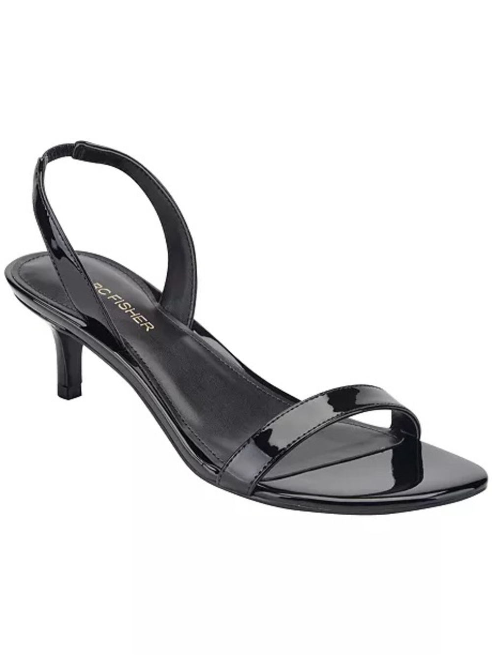 NWT Marc Fisher Women's Salla Slingback Kitten Heel Dress Sandals - Black Patent